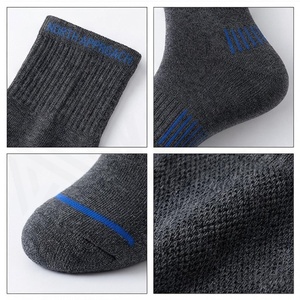 Crew <b>Socks</b> Solid Dark Gray Blue Trim Breathable <b>Running</b> <b>Socks</b> for Adults Autumn Season - Product Image 4