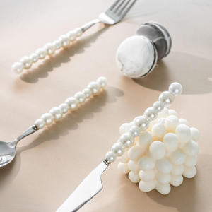 Ins Korea Luxury Stainless Steel Cutlery Set Vintage Pearl Handle <b>Flatware</b> Set for Wedding Rental and Catering - Product Image 4