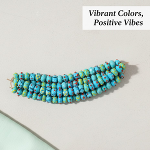 Cuentas de Vidrio Lampwork Azul Claro Premium de EXCEL EXPORTS, Hebras de 8 Pulgadas, Patrón Artístico de Puntos Rojos |   Suministros para la Fabricación de Joyas y Manualidades - Product Image 3