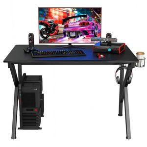 Scrivania a Forma di K con Portabicchieri e Supporto per Cuffie per Gaming - Product Image 3