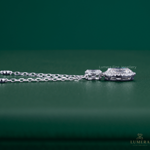 Collar con colgante de halo de diamantes cultivados en laboratorio con corte ovalado doble certificado por IGI, cadena de oro macizo de 14K, joyería personalizada para niñas. - Product Image 4