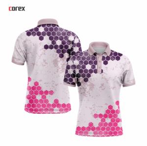 Polo à manches courtes pour homme Corex, imprimé géométrique nid d'abeille, polyester à séchage rapide, vêtements de sport décontractés - Product Image 3