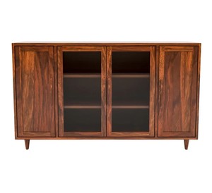 Wholesale Mid Century Modern Solid Wood <b>Sideboard</b> 4 Door Glass Buffet Cabinet Dining Room Credenza | Pindel Handicraft - Product Image 2