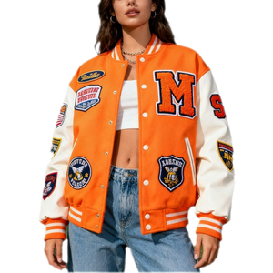 Nouvelle Collection – Blouson Teddy Personnalisé avec Logo, en Cuir, Style Baseball, Patchwork, Grandes Tailles, Tendance Universitaire pour Hommes et Femmes - Product Image 3
