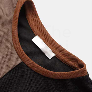 Men's Color Blocked Knitted T-<b>Shirt</b> Short Sleeve O-Neck Casual <b>Patchwork</b> Design Regular Fit - Product Image 4