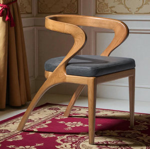 Designer Solid Wood Living Room Armchair Elegant Curved Backrest Ergonomic <b>Green</b> Cushioned Seat For Interior Decor Supply - Product Image 1