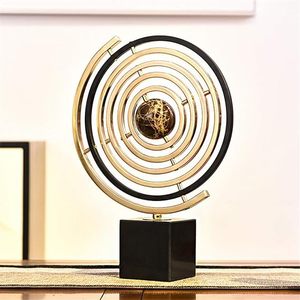 Luxury Gold Metal Armillary <b>Sphere</b> Globe Decor Modern Abstract Crystal Ball Desk Ornament for Home Office Hotel Tabletop Art - Product Image 4