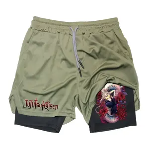 กางเกงขาสั้นออกกำลังกายแบบซับลิเมชั่นสองชั้นสำหรับผู้ชายและผู้หญิง สวมใส่ได้ทุกวันในช่วงฤดูร้อน เหมาะสำหรับวิ่งและเล่นน้ำ ผลิตจากโพลีเอสเตอร์คุณภาพสูง พิมพ์ลายสวยงาม - Product Image 5