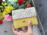 Dompet Kulit Asli Model Gelang Cokelat dengan Patch Gaya Barat, Dompet Serbaguna Kulit Berwarna