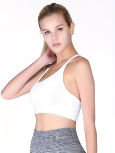 Women Mesh Back Strappy Sports Bra Scoop <b>Neck</b> <b>Padded</b> Yoga Crop Top Breathable Fitness Workout Tank Activewear Blanks - Product Image 1