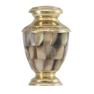 Metal <b>Keepsake</b> Urn for <b>Pet</b> <b>Ash</b> Mother of Pearl Glossy Finishing Unique Design High Quality Urn for Funeral Use - Product Image 6