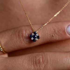 <b>Blue</b> Pendant <b>Necklace</b> IGI Certified Solid Gold Round Cut Simulated Gemstone 14k Lab Grown Accent Wholesale price Manufacture - Product Image 5
