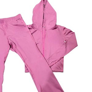 Wholesale Custom Logo Women and Kids Matching Yoga Fitness Set Hooded Zip Jacket High Waist <b>Flare</b> <b>Leggings</b> Activewear Tracksuit - Product Image 3