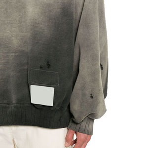 Oversized Winter Men's Crew Neck Sweatshirt Dip Dye Cotton <b>Distressed</b> Pullover Acid Wash Custom Logo <b>Top</b> Design OEM Sun Fade - Product Image 5