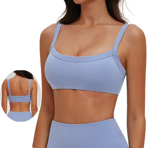 Custom Wholesale Women's High Quality Breathable Simple Ribbed High Support Adjustable Strap Sports Bra Plus Size Gym Fitness - Product Image 5