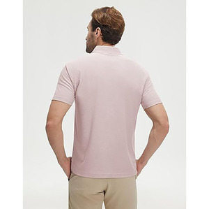 Polo de Manga Corta para Hombre, Color Rosa Bebé, Estilo Casual, Liso, Tejido Transpirable, Logotipo Personalizado, OEM, ODM Disponible - Product Image 4