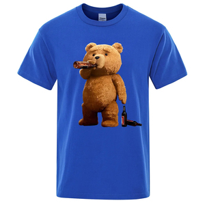 T-shirt Homme Orange à Manches Courtes Col Rond Imprimé Ours Dessin Animé Buissant de la Bière Décontracté Respirant en Jersey Tricoté Numérique Grande Taille - Product Image 2