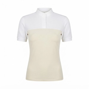 Camiseta de equitación para mujer OEM de manga corta con cuello medio cremallera, de Spandex/Poliéster, ecológica y de secado rápido - Product Image 2