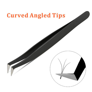 Ensemble de pinces à cils en papier noir, pointe fine, 3 pièces, pinces à cils pour extensions, pointe incurvée et angulaire - Product Image 5