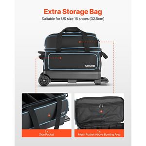 Borsa per 2 Palle da Bowling con Ruote e Scomparto Separato per Scarpe fino alla Taglia US 16 - Product Image 5