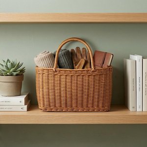 <b>Storage</b> <b>Basket</b> for Gathering Flowers Fruits <b>Vegetables</b> Food Large Traditional Woven Rattan <b>Basket</b> with Handles Circle Shape - Product Image 2