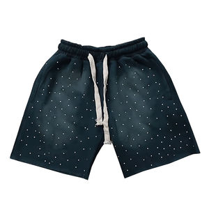 Shorts Homme Vêtement d'extérieur Vintage Lavé Respirant en Coton Molletonné Longueur Genou avec Strass OEM – Meilleures Ventes - Product Image 3