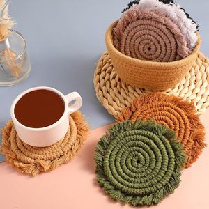 Posavasos de macramé más vendidos, posavasos tejidos a mano con borde de borlas para café, hogar, cocina, oficina, decoración de mesa - Product Image 2