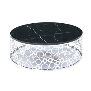 Mesa de Centro de Metal Resistente, Material de Aluminio y Mármol, Muebles de Comedor para el Hogar y Restaurantes, Forma Redonda de Alta Calidad - Product Image 5