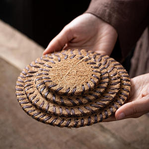 Nature Coconut Shred Mug Coaster Handmade Natural Fiber Highly Absorbent <b>Round</b> Cup <b>Mat</b> Eco Friendly 8cm 10cm 13cm 16cm - Product Image 1