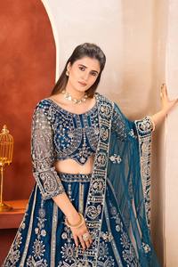 Latest Traditional Women Wedding Diwali Festival Wear Butterfly Net <b>Material</b> Lehenga Choli with <b>Sequins</b> Codding Embroidery Work - Product Image 4