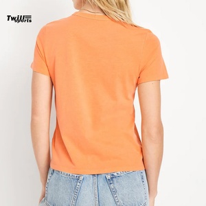 Camiseta de Algodón Personalizada de Alta Calidad 2026 para Mujer, con Logotipo Impreso, Decoración Bordada de Verano, Camiseta Lisa - Product Image 2