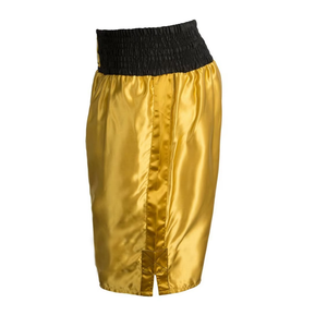 Pantalones Cortos de Kickboxing en Satén Dorado, Pantalones Profesionales de Muay Thai con Alto Brillo, Personalizables con el Logotipo del Equipo - Product Image 2