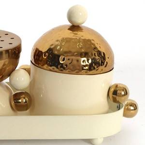 Quemador de Incienso de Metal y Madera Acanalado al por Mayor, Cilindro de Lujo Dorado para Bakhoor, Decoración Moderna Minimalista para Mesa - Product Image 5
