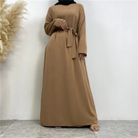Mütevazı Günlük Nefes Alabilen Çevre Dostu Düz Dokuma Şifon Abaya Ramazan Müslüman Kadınlar İçin Tesettür Elbise %100 Pamuk Bol Kesim