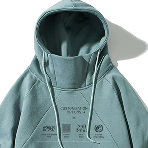 Sweat-shirt à capuche surdimensionné pour homme, couleur unie, coton, molleton français, pull décontracté, vêtements d'automne - Product Image 5