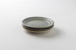 Platos Redondos Planos de Cerámica, Estilo Wabi-Sabi, con Esmalte Celadón y Diseño de Plantas, 110 plateados - Product Image 3
