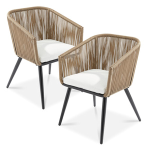 Set of 2 Patio <b>Dining</b> <b>Chairs</b>, Outdoor Seating for Backyard, Poolside, Balcony Woven Wicker Design <b>Dining</b> <b>Chair</b> - Product Image 5