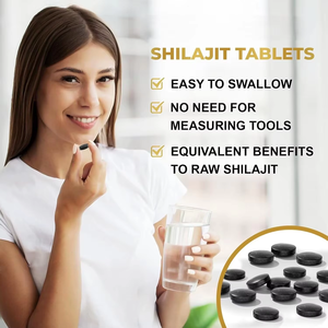 OEM Shilajit Dry Drops 60 <b>Tablets</b> Himalaya Shilajit Resin With 85% Minerals & Fulvic Acid for Energy <b>Metabolism</b> Immune Support - Product Image 5