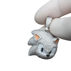 Colgante de Lujo Sonic Charm con Diamante Moissanita, Plata de Ley 925, Estilo Iced Out, Sin Cadena - Product Image 4