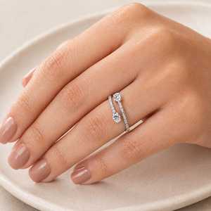 Bijoux fins en or massif 10K 14K 18K avec diamant de laboratoire ovale brillant et diamant de laboratoire taille rond, bague de fiançailles ouverte - Product Image 6