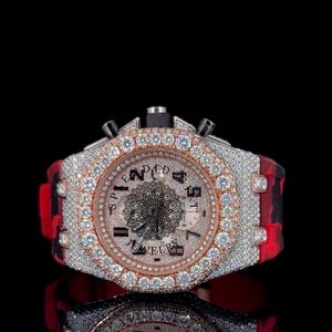 Reloj de Diamantes de Lujo Splendid Gift Jewelry, 28 mm, Analógico, Movimiento de Cuarzo ETA, para Hombre, Correa de Moissanita Plateada, Cristal de Zafiro - Product Image 5