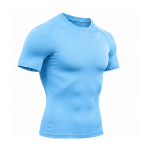 T-shirt de compression pour homme personnalisé, respirant, extensible, pour la gym, le fitness, la course, l'entraînement, la couche de base athlétique, haut OEM - Product Image 4