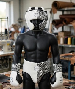 Ensemble de protection de boxe en cuir personnalisé |   Gants de boxe et protège-pénis de haute qualité |   Équipement d'entraînement et de sparring - Product Image 5