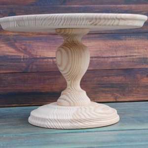 Support à gâteau en bois de luxe avec plateau rond épais pour la présentation de gâteaux de mariage et la mise en place de présentations de traiteur - Product Image 3