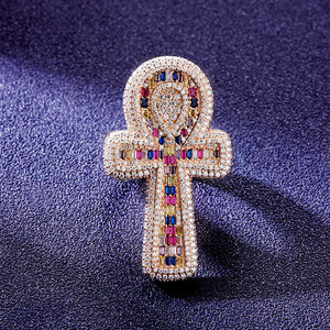 Anillo de hip hop de oro rosa macizo de 14 quilates con diamante CVD cultivado en laboratorio para hombres y mujeres, anillos cruzados, fabricante directo. - Product Image 2