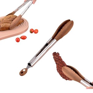 Bol à salade en bois d'acacia avec ustensiles de service |   Vaisselle en bois artisanale en gros - Product Image 5