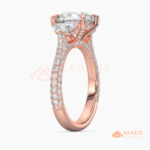 Rose Gold Round Cut Three Stone Ring for Women Elegant Engagement Style Sparkling Jewelry Gift - Product Image 6