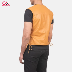 Chaleco de Cuero Marrón para Hombre con Cuello en V, Transpirable, de Secado Rápido, Ropa Exterior Informal para Invierno, Servicio OEM Disponible - Product Image 3