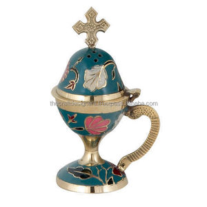 Brûleur d'encens coloré personnalisé OEM ODM laiton de qualité 100% sans rouille vacances et fêtes de Noël brûleur d'encens croix sur le dessus - Product Image 5