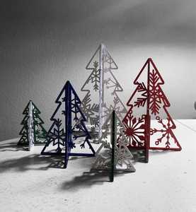 Seasonal Metal <b>Tree</b> Decorations 4 Pcs Modern Handmade <b>Christmas</b> Centerpieces Die Cut Design Tabletop Display - Product Image 6
